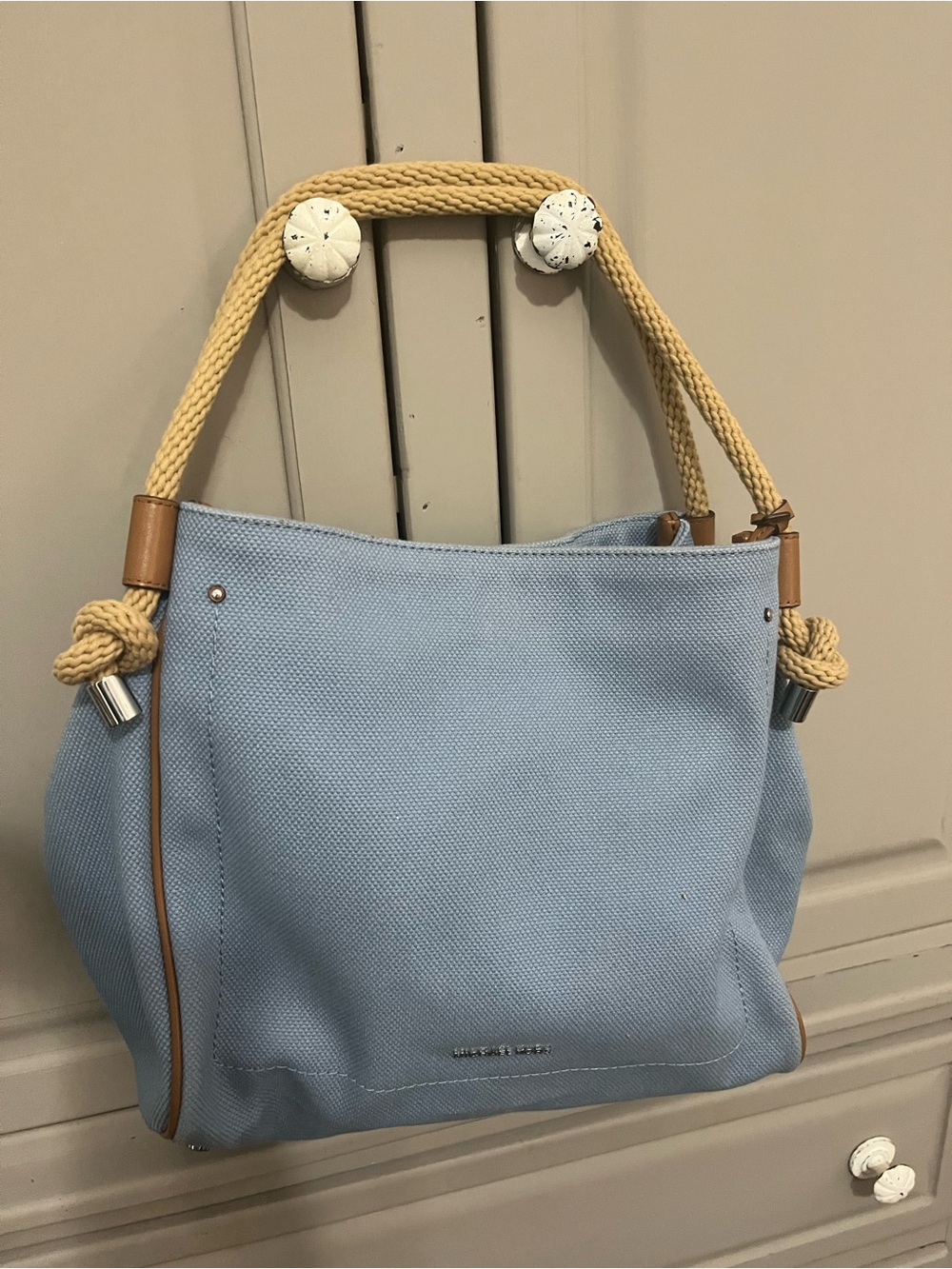 Michael Kors Light Blue Canvas Tote with Rope Handles